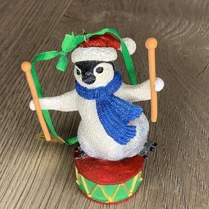 Danbury Mint The Baby Animal Ornaments Penguin W/ Drum & Drumsticks